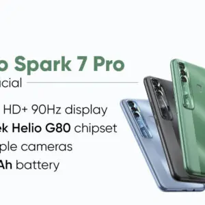 Tecno Spark 7 Pro specifications Tecno Spark 7 Pro sports a 6.6-inch HD+ display with 1,600 X 720 pixels resolution and a 90Hz refresh rate. It is powered by the MediaTek Helio G80 SoC coupled with up to 6GB RAM, and 128GB storage that doesn't seem to be further expandable. The phone boots Android 11-based HiOS 7.5 out of the box. Connectivity features 4G LTE, dual-band Wi-Fi, Bluetooth 5.0, GPS, and a standard micro USB port for charging and data sync. As for the cameras, the Tecno Spark 7 Pro has a triple camera setup on the back, with a 48MP primary sensor, a depth sensor, and an AI lens. On the front, there is an 8MP snapper for video chats and selfies. It has a rear-mounted fingerprint sensor for security. The phone measures 164.9x76.2x8.8mm and packs a 5,000mAh battery, with 10W fast-charging support.